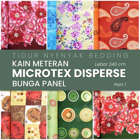 Jual Kain Microtex Disperse Motif Bunga Panel Besar Mawar Tulip Daun