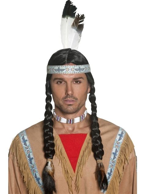 Native American Indian Maiden Pocahontas Wig With Plaits Braid With Feather