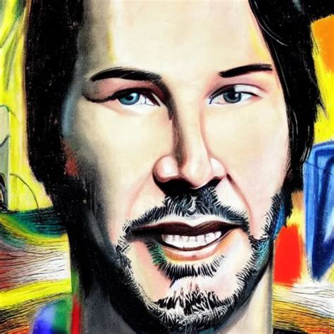 Portrait Of Keanu Reeves In The Style Of Roberto Matta Stable