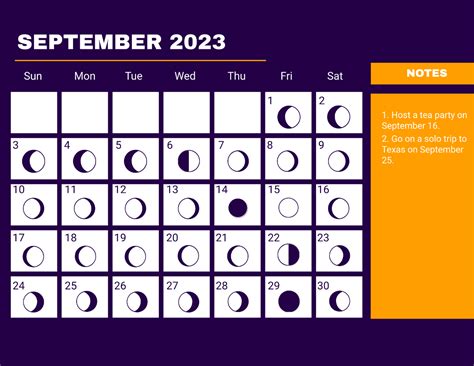 Free September 2023 Calendar With Moon Phases Template Edit Online