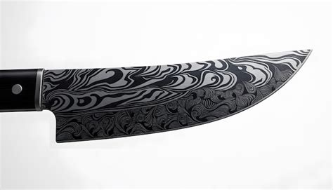 Black And White Damascus Steel Knife Material Pattern Use For