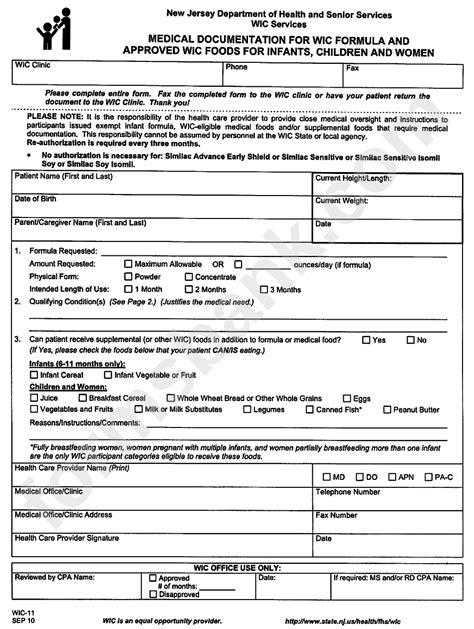 Medical Documentation For Wic Formula And Approved Wic Foods For