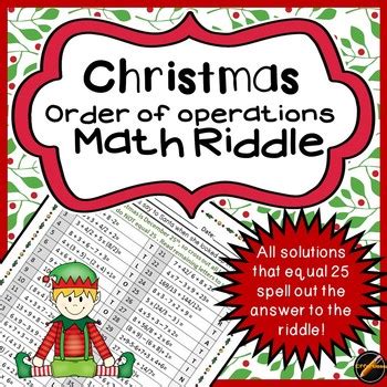 Order Of Operations Christmas Riddle By Effortless Tpt