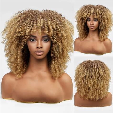 Amazon Haircube Ombre Blonde Curly Wigs For Black Women Kinky