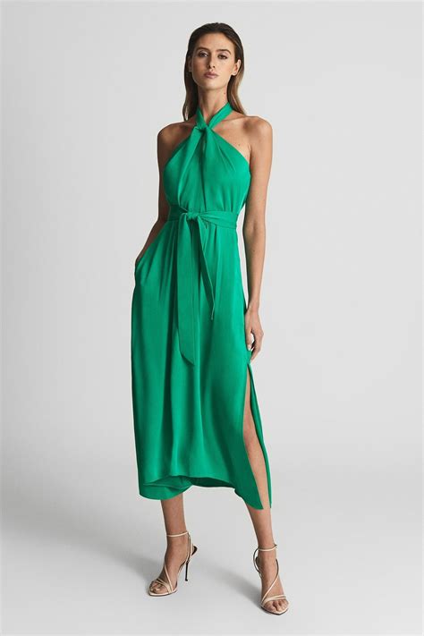 Buy Reiss Evvie Tie Waist Halterneck Midi Dress From Next Australia