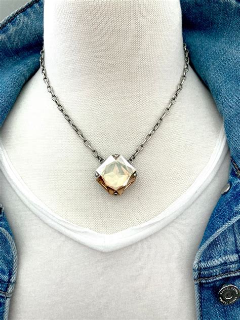 Offlarge Octagon Mm Swarovski Crystal Necklace Etsy