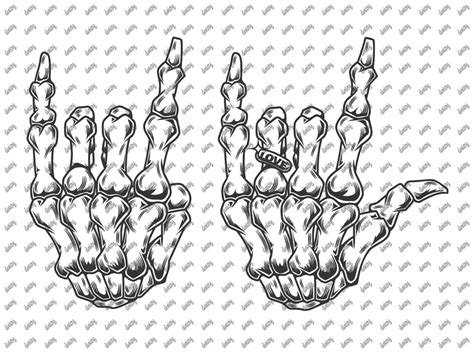 Skeleton Rock On Hand Svg Skull Svg Skeleton Svg Hand Etsy