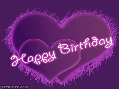 Happy Birthday Graphic With Purple Hearts