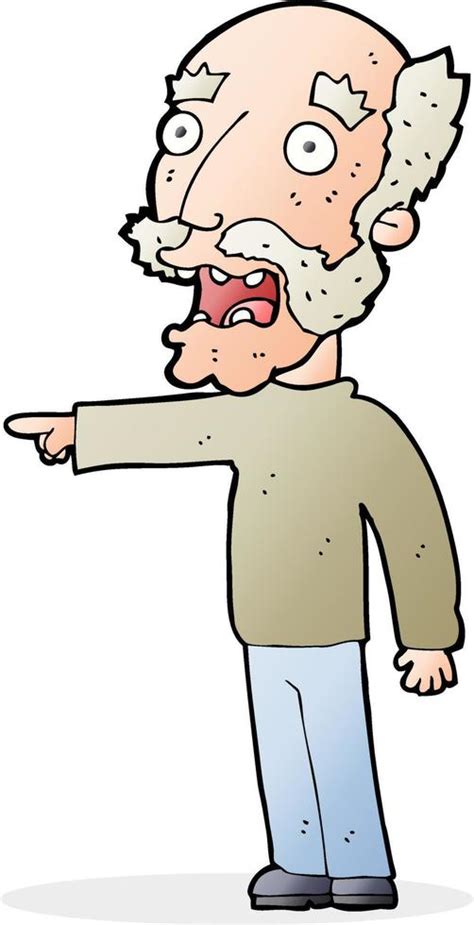 cartoon scared old man pointing 12282212 Vector Art at Vecteezy