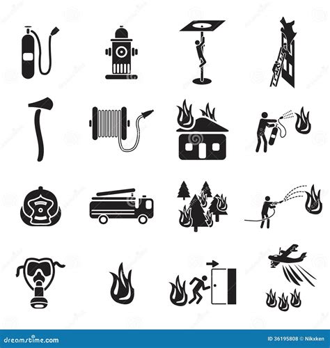 Firefighting Icons Set Stock Vector Illustration Of Gallon 36195808