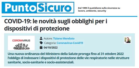 COVID 19 LE NOVITÀ SUGLI OBBLIGHI PER I DISPOSITIVI DI PROTEZIONE