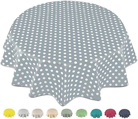 Home Direct Nappe Toile cirée PVC Ronde 140 cm à Pois Gris Clair