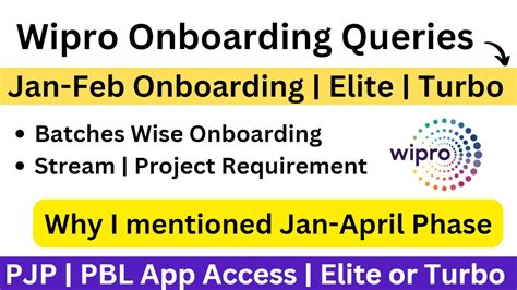 Wipro Onboarding Queries Elite Turbo Jan Feb Phase Jan April