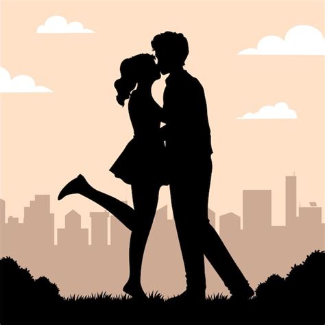 Premium Vector Flat Design Couple Kissing Silhouette