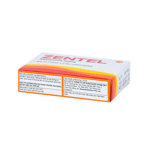 Zentel Tab 200mg Hộp 1 Vỉ X 2 Viên Gsk Cevpharma Ghch Kim Cương