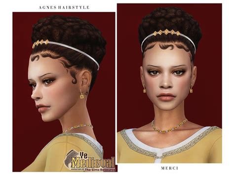 Merci S Ye Medieval Agnes Hairstyle Sims Hair Sims Medieval