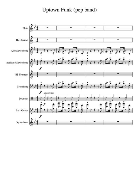 Uptown Funk Pep Band Sheet Music For Piano Flute Clarinet Alto