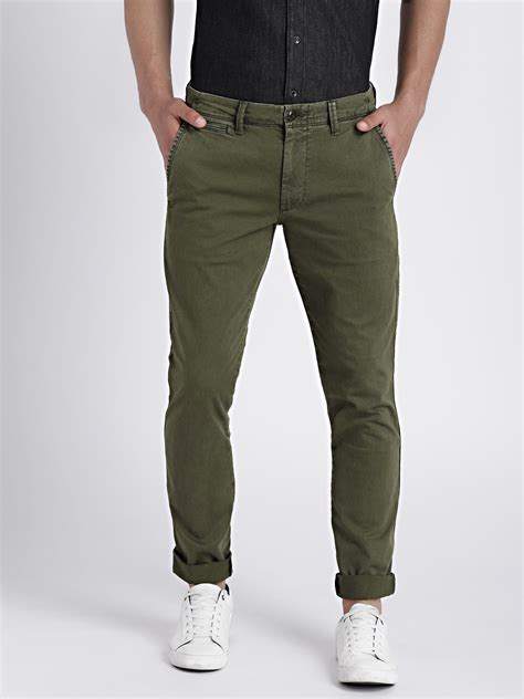 Buy Gap Mens Olive Green Vintage Wash Khakis In Skinny Fit With