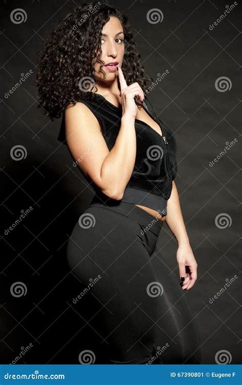 Brunette In Black Stock Image Image Of Bright Caucasian 67390801