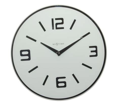 Rel Gio De Parede Moderno Nextime Em Vidro Branco E Espelho Clock