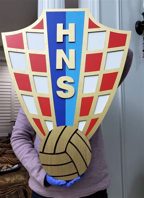 Hns Croatia National Football Team Logo 3d Wooden Sign Medallion