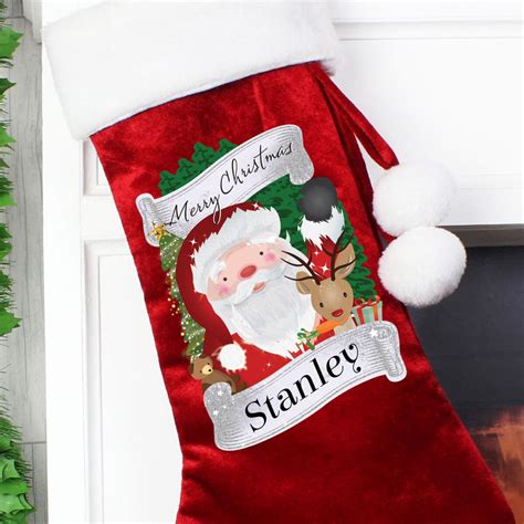 Personalised Felt Stitch Santa Stop Here Wooden Sign Foryou Ie