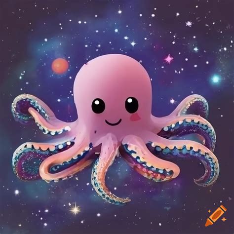 Cute Octopus Exploring The Galaxy On Craiyon