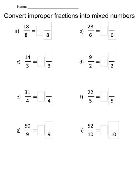 Converting Mixed Numbers To Improper Fractions Worksheets Worksheets Library