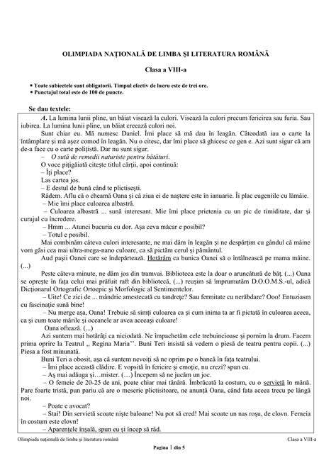 AcademiaABC Olimpiada Națională de Limba şi literatura română Clasa a