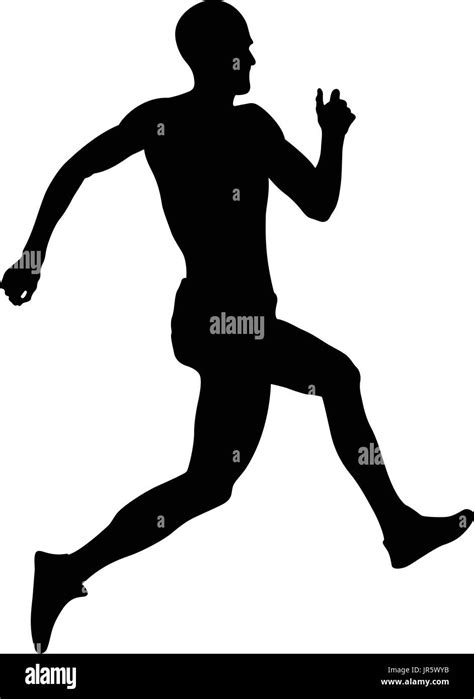 Jump And Flying Men Athlete Jumper Black Silhouette Stock Vector Image