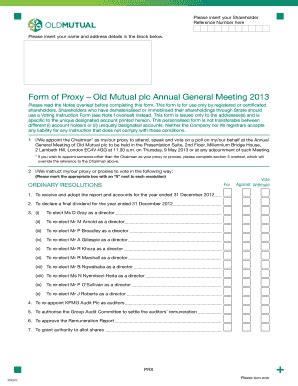 Fillable Online Form Of Proxy Old Mutual Plc Annual General Meeting