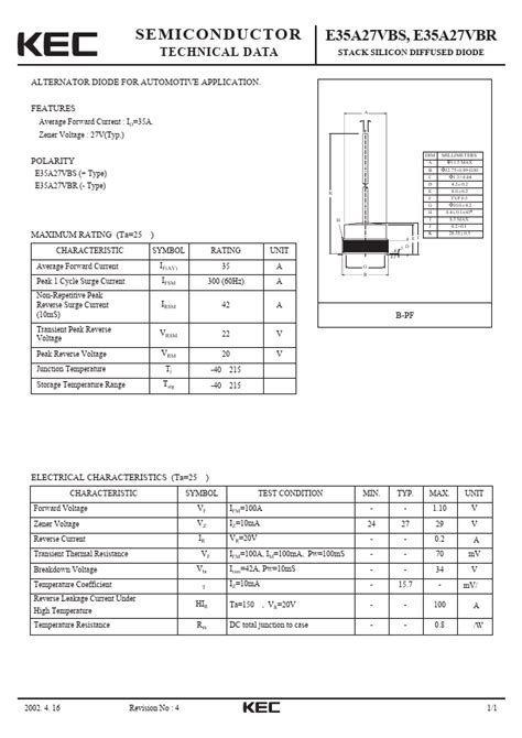 E A Vbs Kec Diode Hoja De Datos Ficha T Cnica Distribuidor