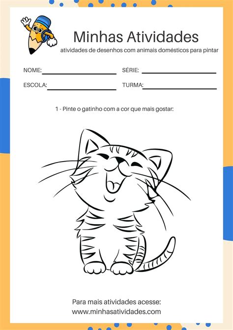 Caderno 5 Desenhos de Animais Domésticos para Colorir