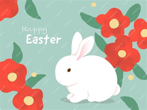 Premium Vector | Easter bunny and flowers background