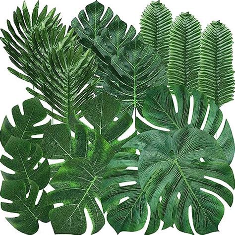 Amazon 96 Pcs Artificial Tropical Jungle Leaves Party Decor Palm