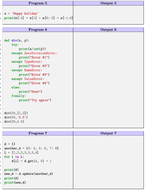 Solved Exercise 1 Predict The Output Predict The Printed