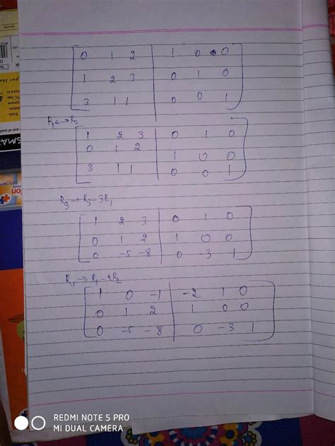 Using Elementary Row Transformation Find The Inverse Of [ 2 0 1 5 1 0 0 1 3 ]