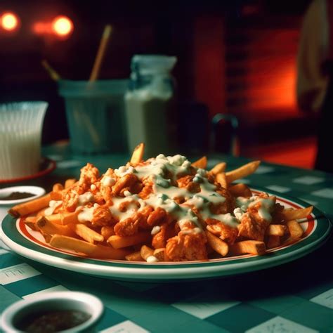 Un Plato De Comida Con Pollo Y Salsa Foto Premium