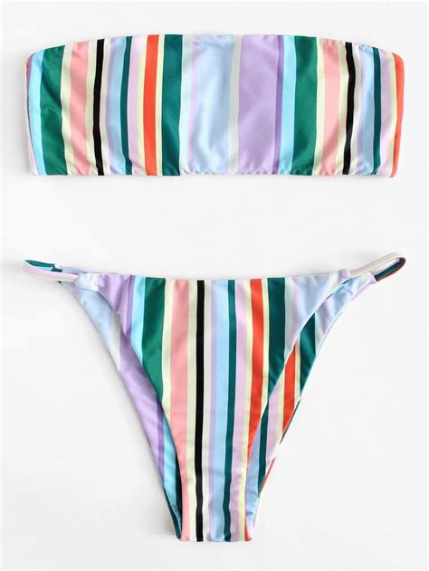 Pin On Mbf Striped Print Bikini S