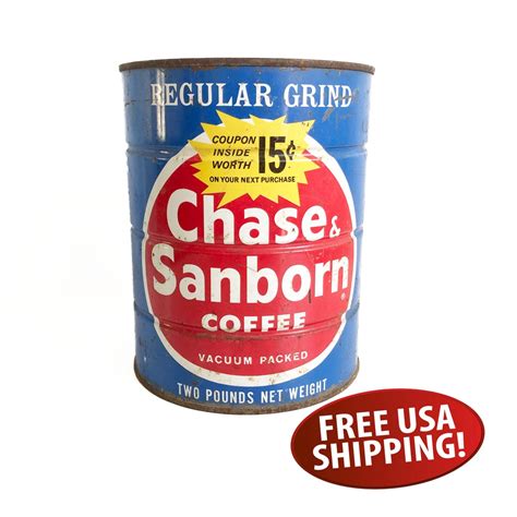 Midcentury Chase Sanborn Coffee Tin 2 Lb Coffee Can Old Coffee Can