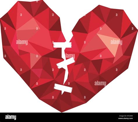 Abstract Broken Red Heart Over White Background Vector Illustration Stock Vector Image And Art