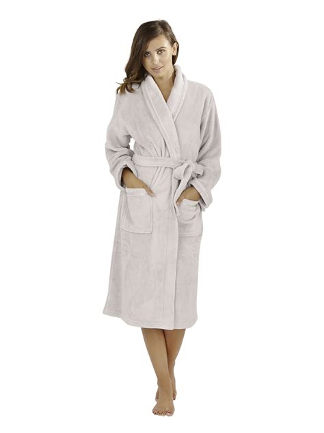 Ladies Womens Luxury Soft Plain Fleece Towelling Bath Robe Kimono