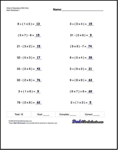 20 5th Grade Pemdas Worksheets Desalas Template