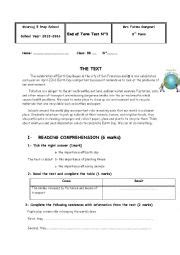 Th Form End Of Term Test N Esl Worksheet By Fatma Gargouri