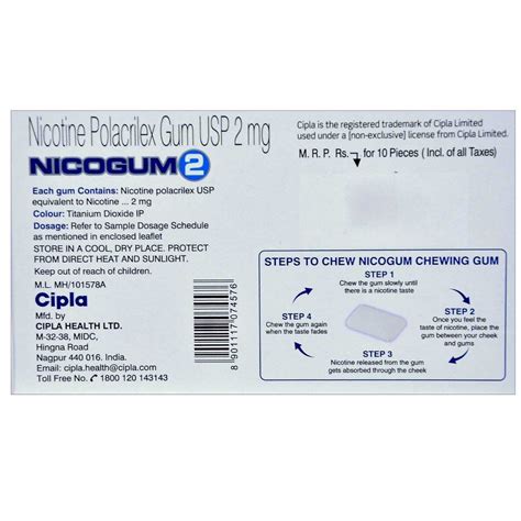 Nicogum Mg Freshmint Sugar Free Nicotine Gum S Price Uses Side