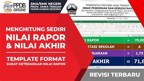 TEMPLATE SURAT KETERANGAN NILAI RAPOR PPDB SMA SMK NEGERI PROV JAWA