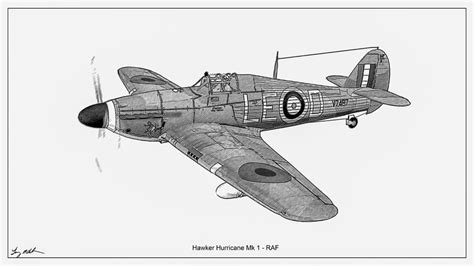 Hawker Hurricane Sketch Digital Art By Tommy Anderson Fine Art America