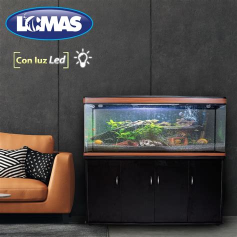 Kit Acuario Duralumin Lomas Transparente Con Luz Led Para Peceras Con