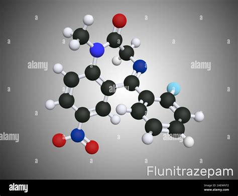 Flunitrazepam Drug Molecule It Has Hypnotic Sedative Anxiolytic Properties Molecular Model