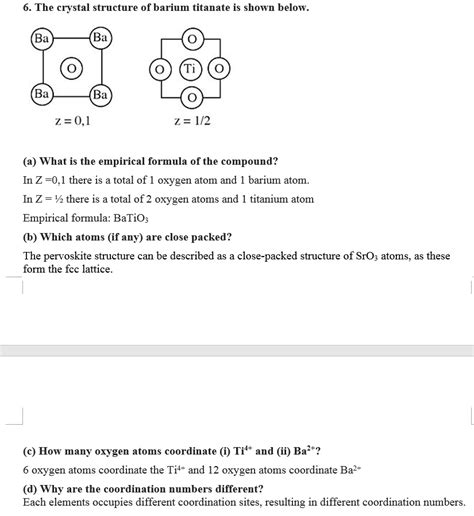 Solved: The Crystal Structure Of Barium Titanate Is Shown ... | Chegg.com